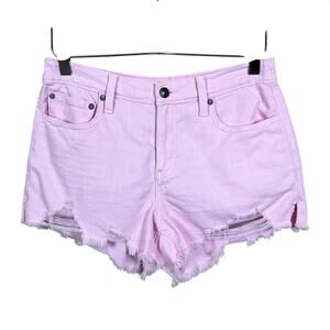 Aerie | Baby Pink Pastel Denim Distressed Cut Off Pull On Summer Shorts Small